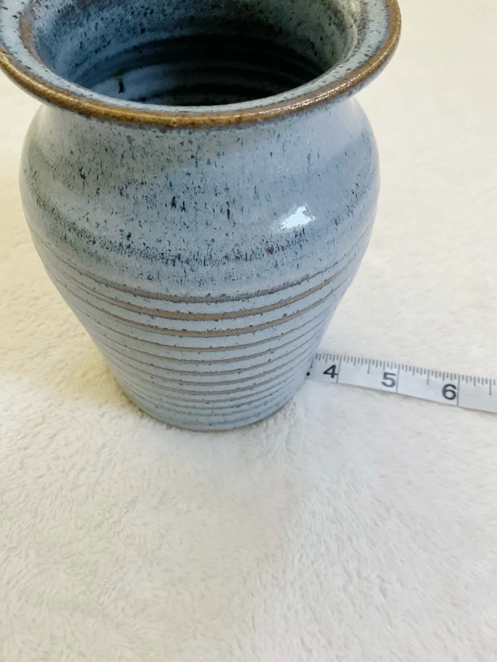 Bear Hills Pottery Newtown CT Studio Pottery Vase Signed Blue Gray Stoneware 6”